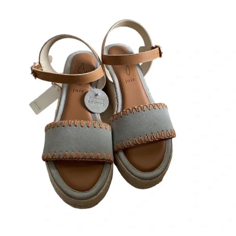 Joie Powder Blue Wedge Suede Sandals Espadrilles size 8